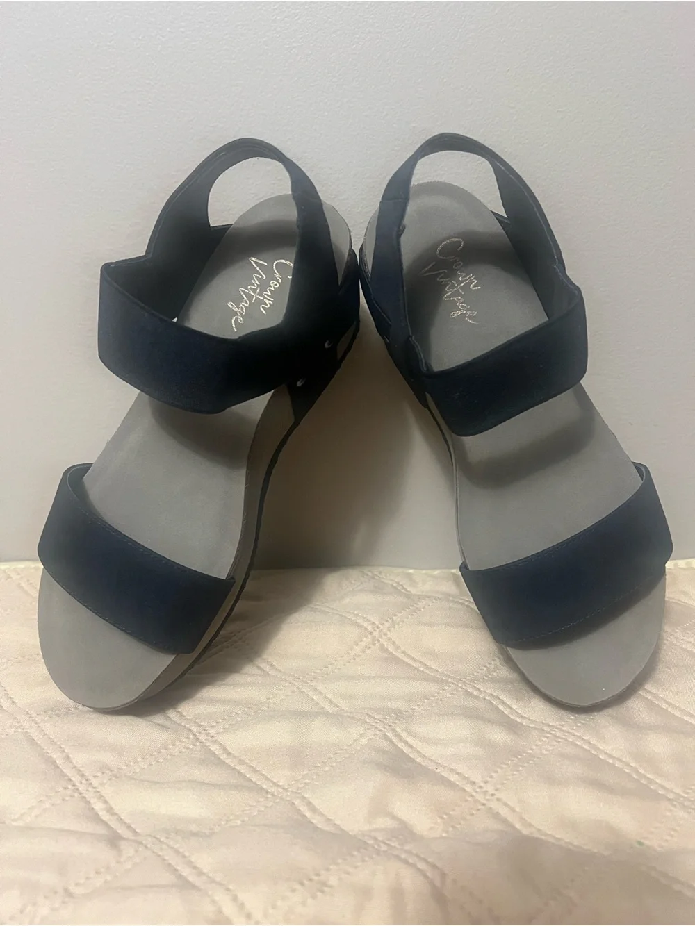 Crown Vintage Black Platform Slingback Sandals